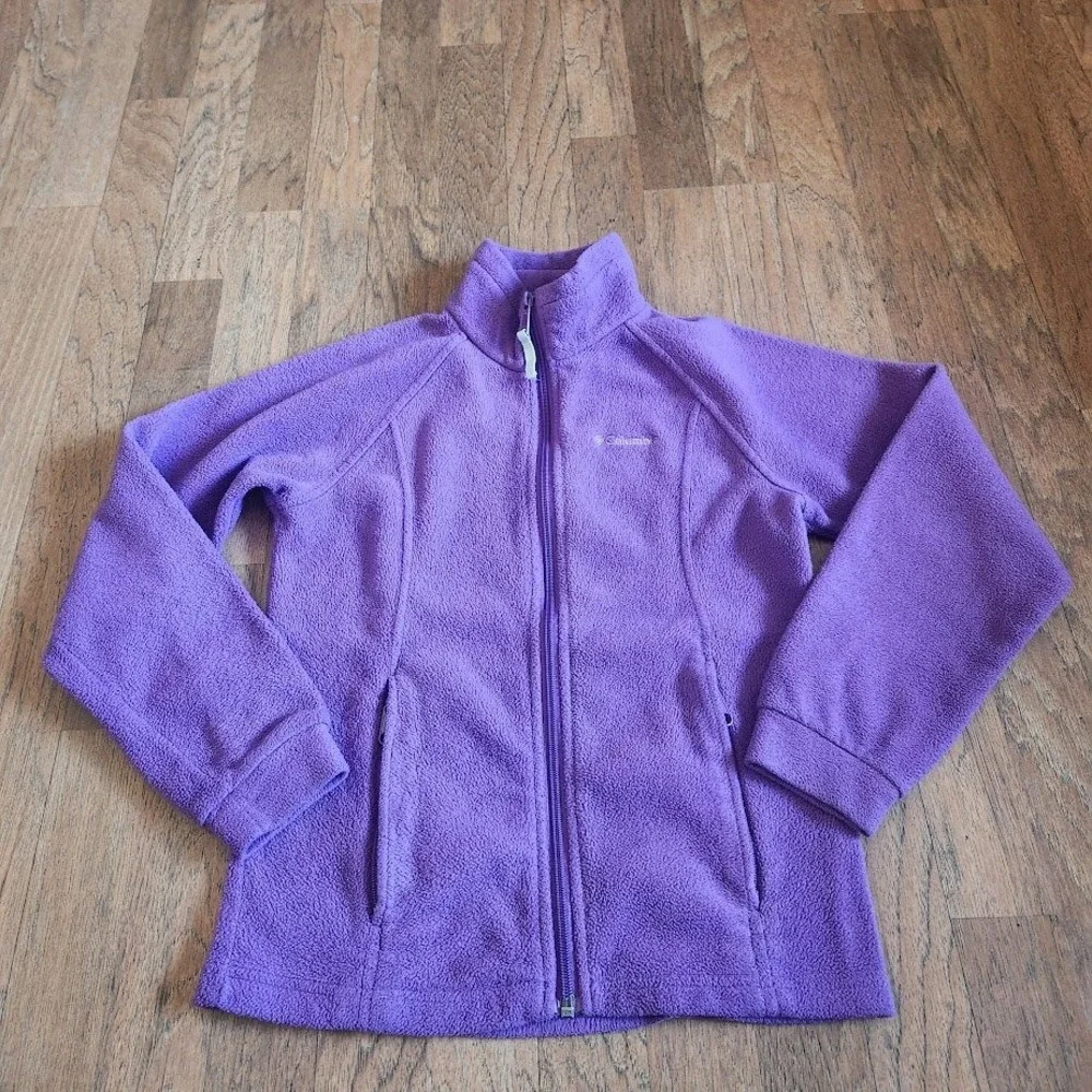 Columbia Girls Purple Full Zip Fleece Jacket Mock Neck WG6376 Size 10/12 517